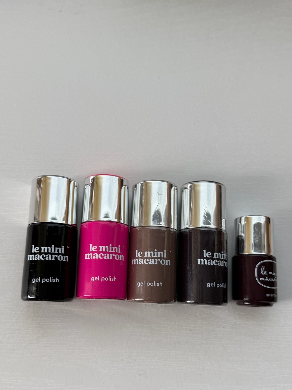 Le Mini Macaron Gel Polish Set with Black, Pink, Brown & Deep Plum